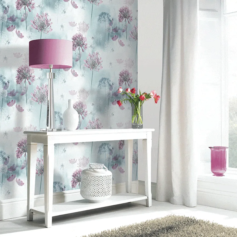 Arthouse Spring Meadow Duck Egg Wallpaper - 697400
