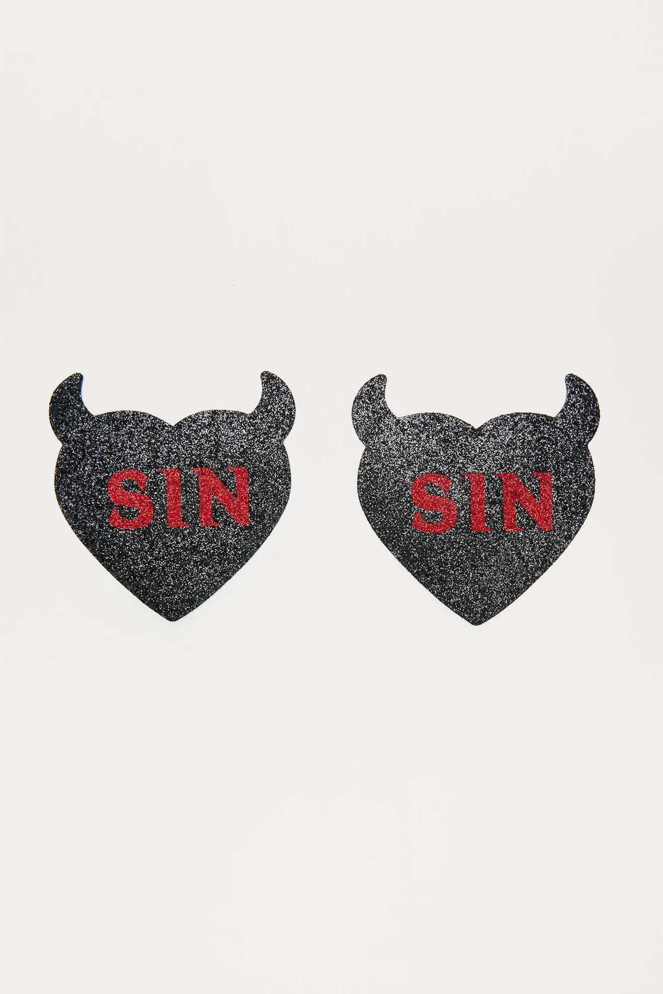 Bad Girl Glitter Nipple Pasties - Black/Red
