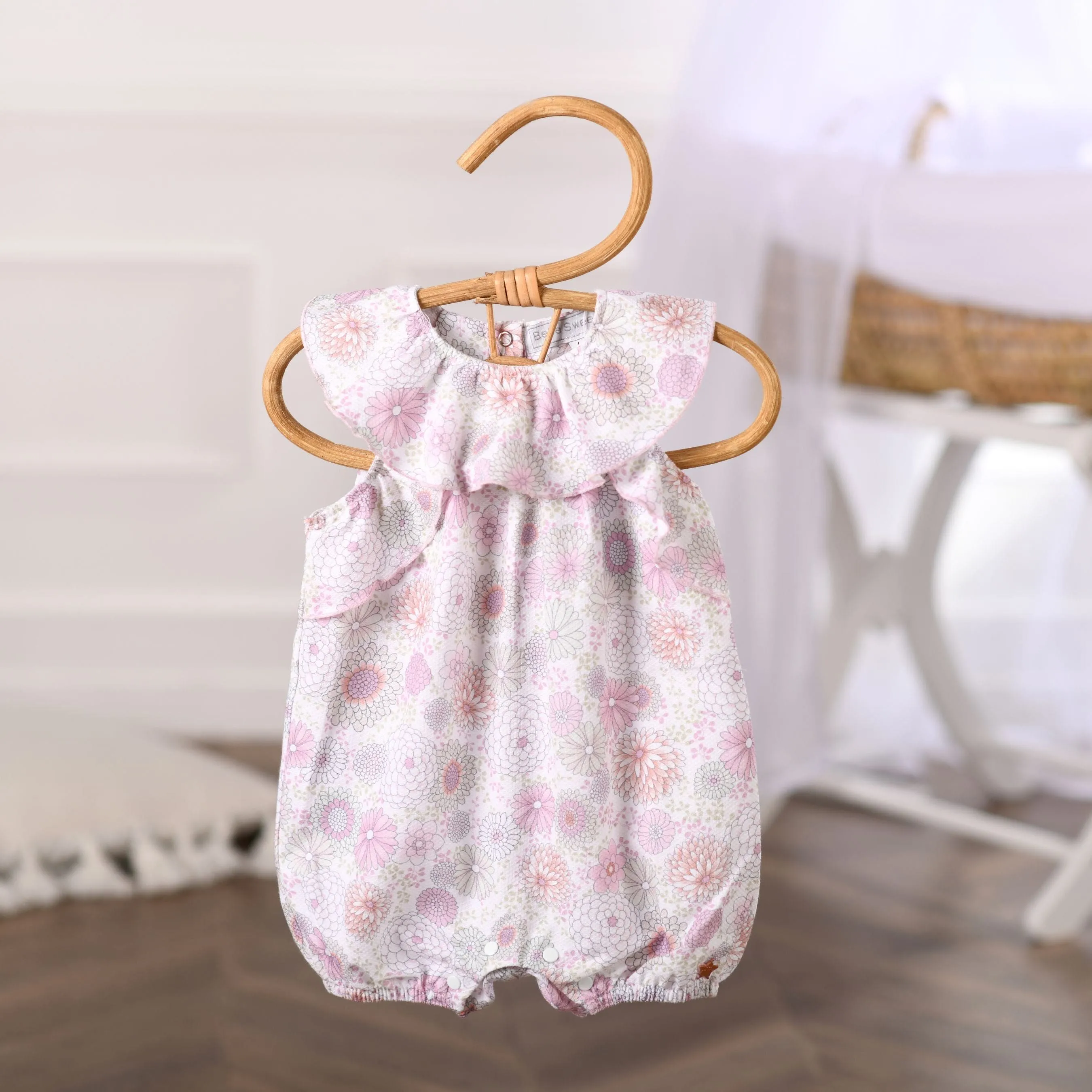 Belle | Girls Pink & Mauve Floral Playsuit