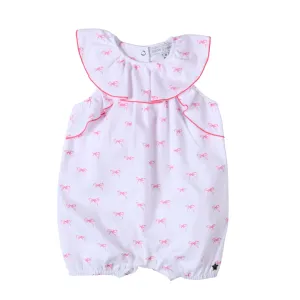 Belle | Girls White & Pink Bow Print Playsuit