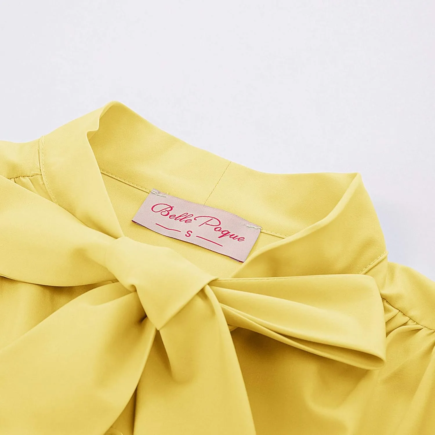 Belle Poque Summer Short Sleeve Office Button Down Blouse Stripe Shirt Tops with Bow Tie BP573