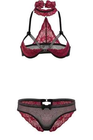 Bordeaux Lace Halfcup Lingerie Set