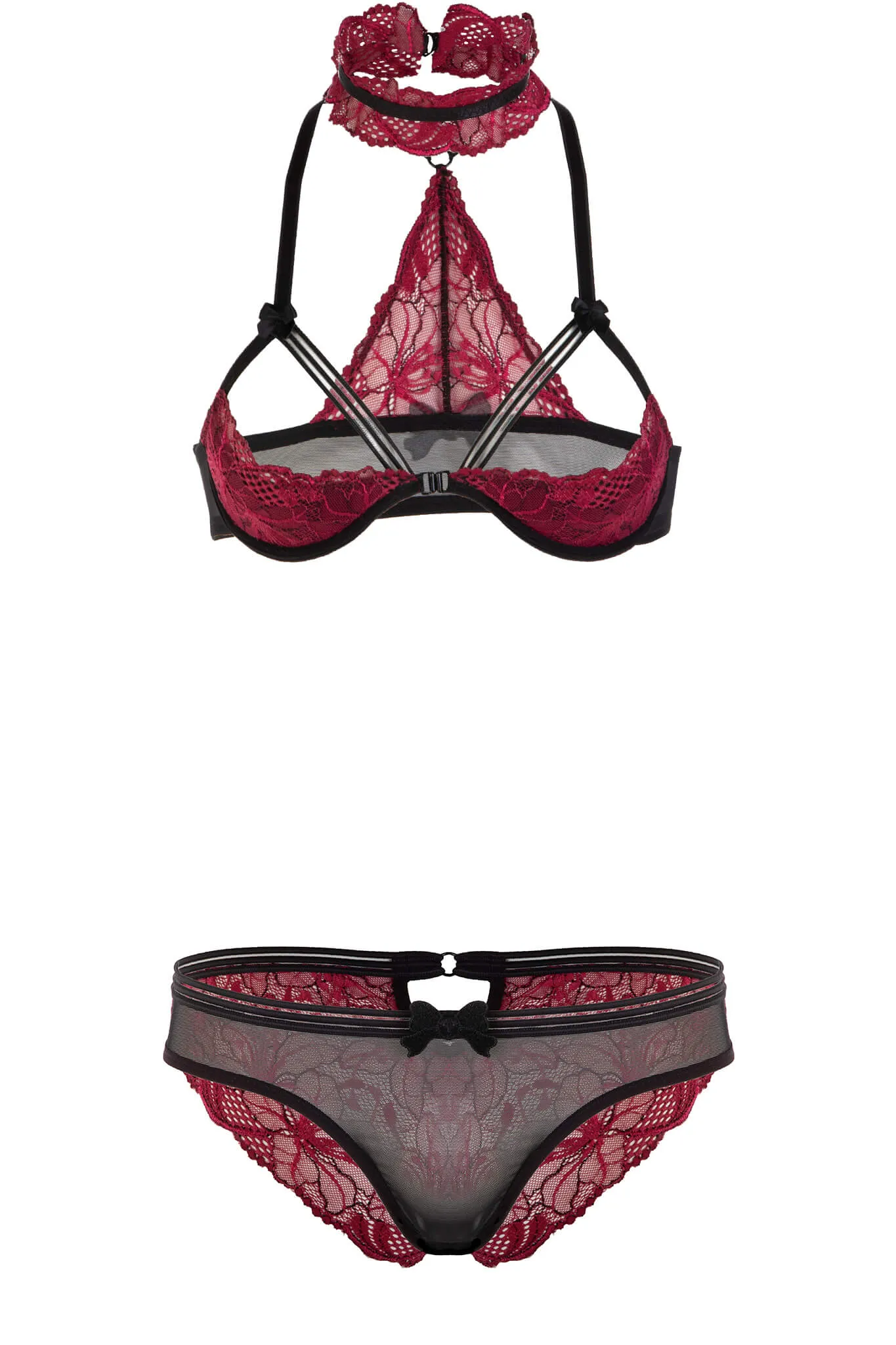 Bordeaux Lace Halfcup Lingerie Set
