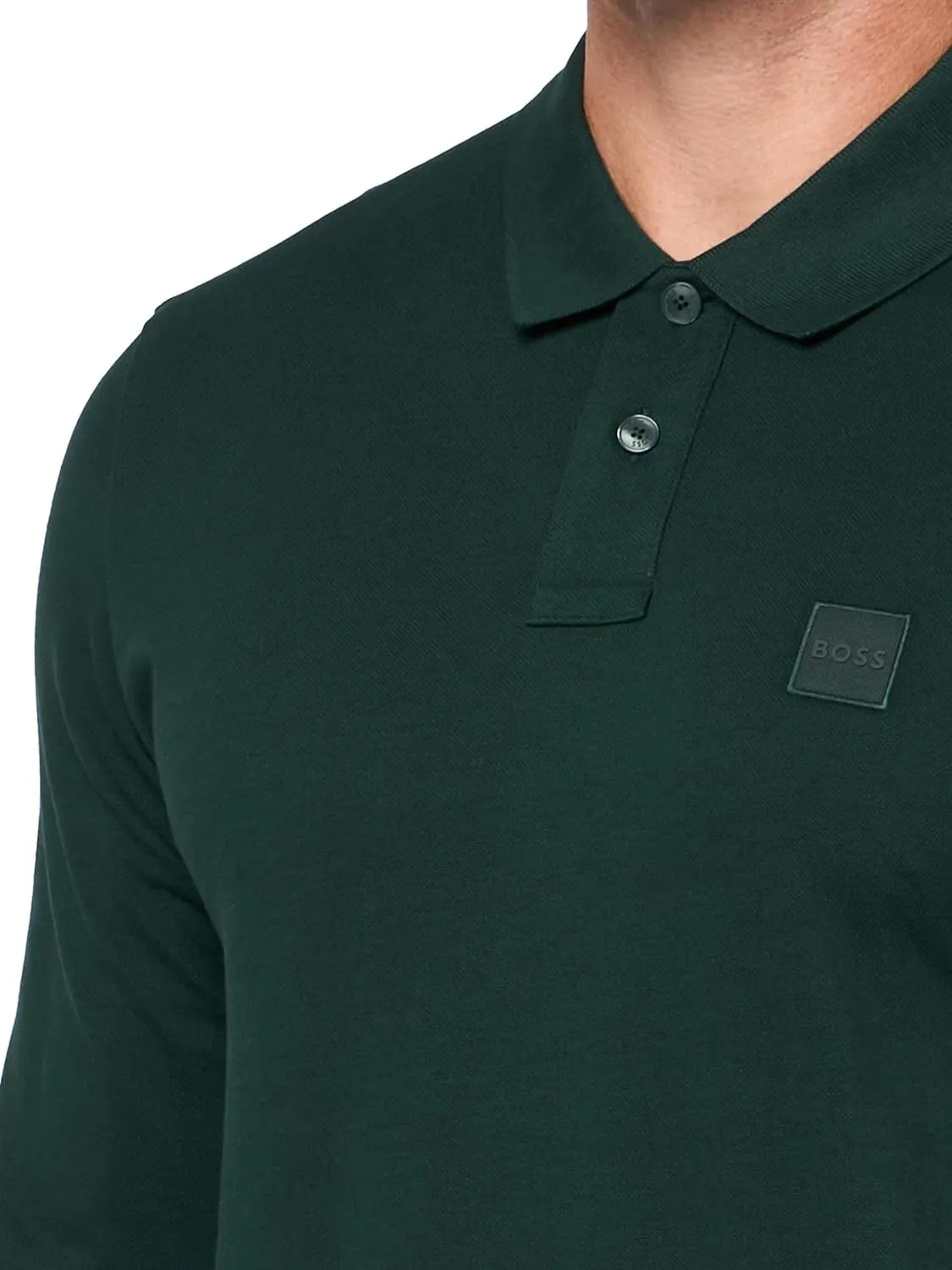BOSS Men's Square Patch Logo Slim Fit Long Sleeve Polo Shirt