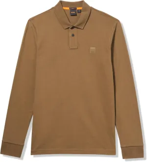 BOSS Men's Square Patch Logo Slim Fit Long Sleeve Polo Shirt