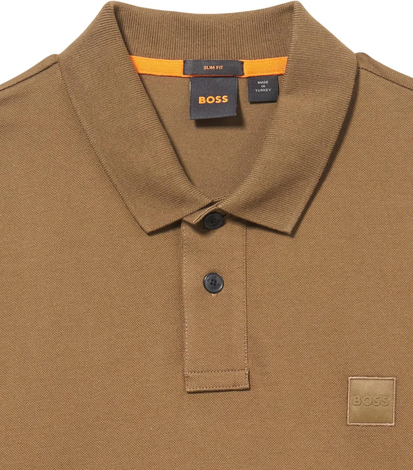BOSS Men's Square Patch Logo Slim Fit Long Sleeve Polo Shirt