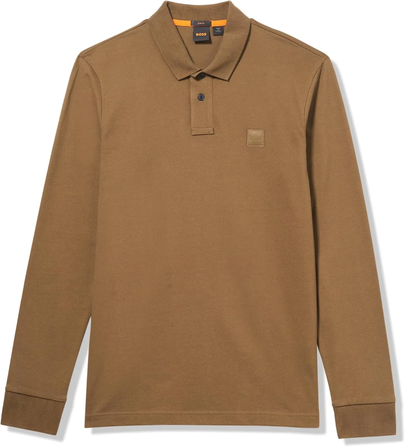 BOSS Men's Square Patch Logo Slim Fit Long Sleeve Polo Shirt