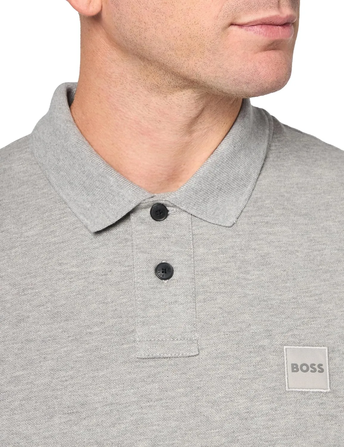 BOSS Men's Square Patch Logo Slim Fit Long Sleeve Polo Shirt