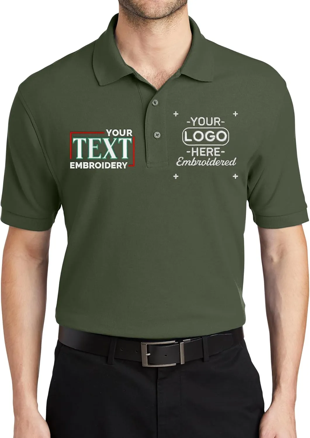 Custom Embroidered Polo Shirts for Men Personalized Embroidery Text Logo Name Company