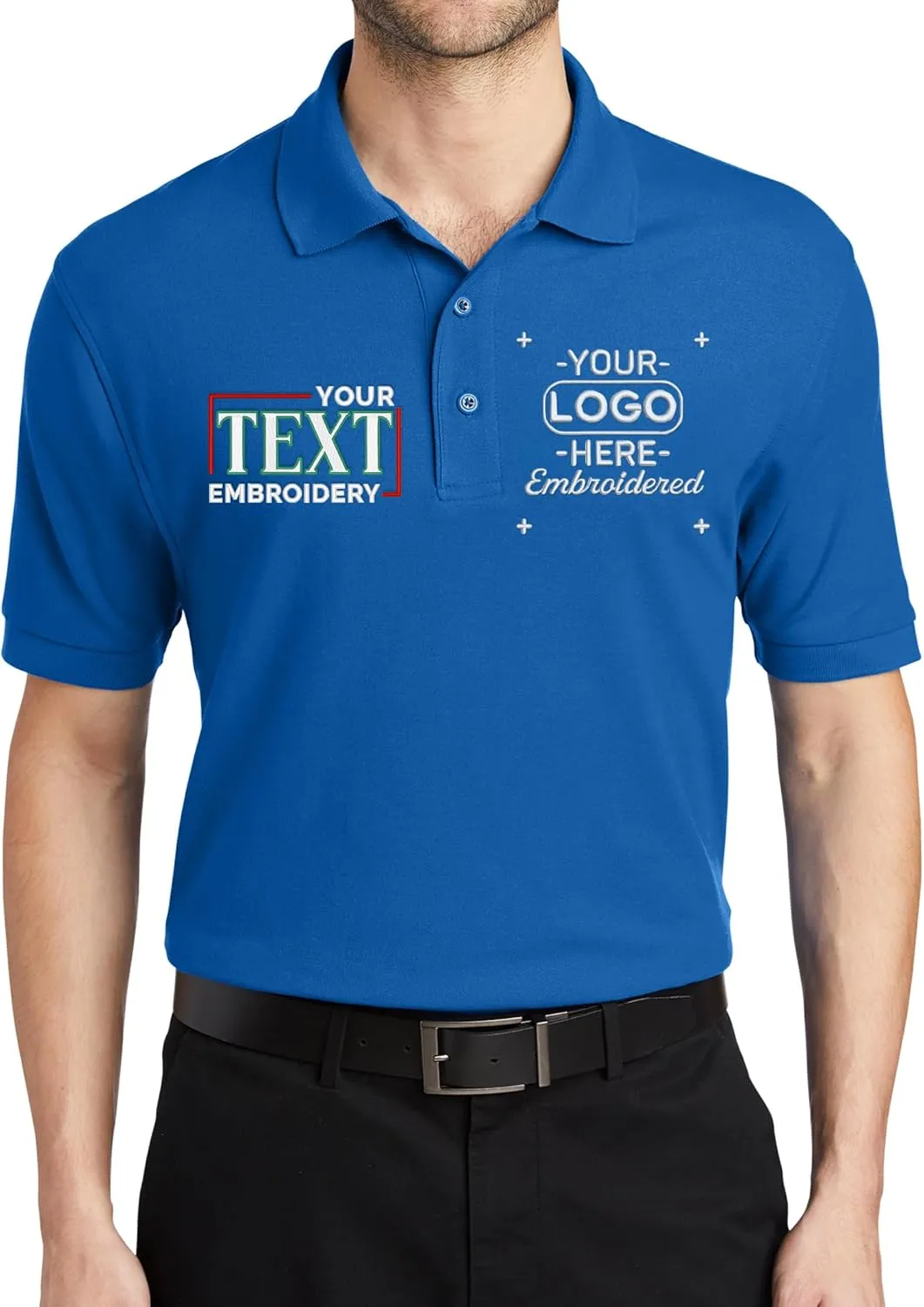 Custom Embroidered Polo Shirts for Men Personalized Embroidery Text Logo Name Company