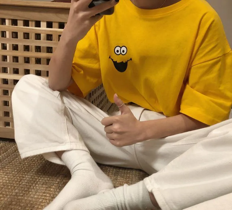 Cute Cartoon Print Colorful Oversized T-Shirt
