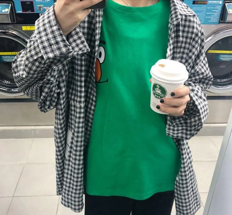 Cute Cartoon Print Colorful Oversized T-Shirt