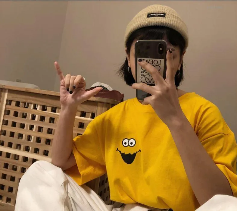 Cute Cartoon Print Colorful Oversized T-Shirt
