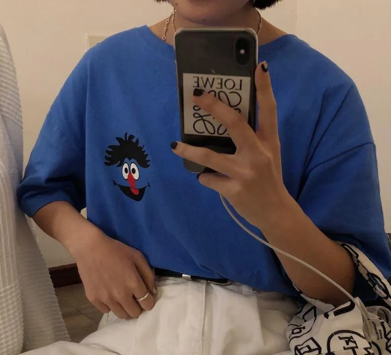 Cute Cartoon Print Colorful Oversized T-Shirt