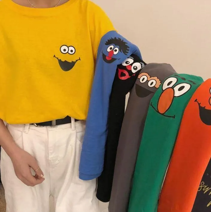 Cute Cartoon Print Colorful Oversized T-Shirt