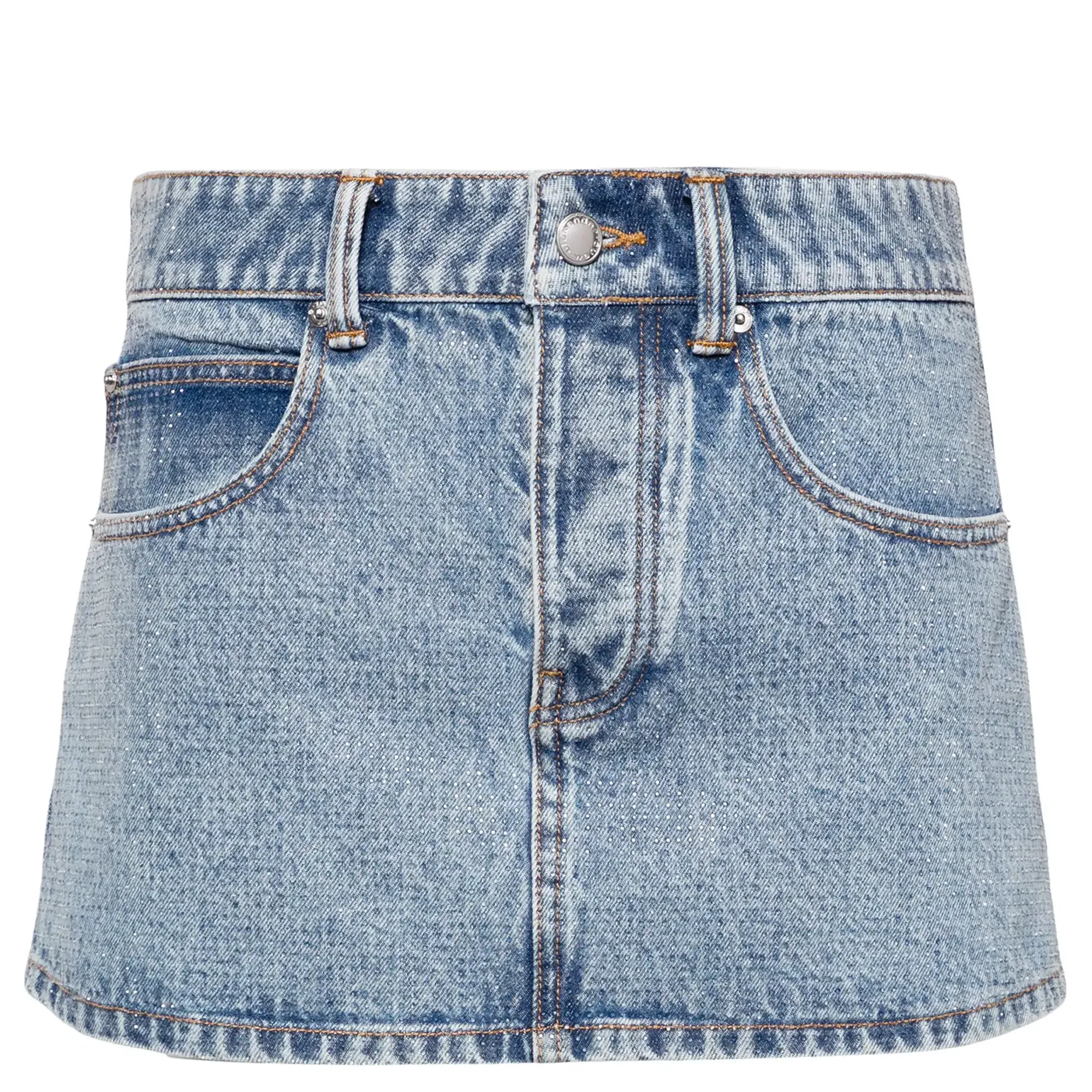 Denim Mini Skirt In Clear Hotfix