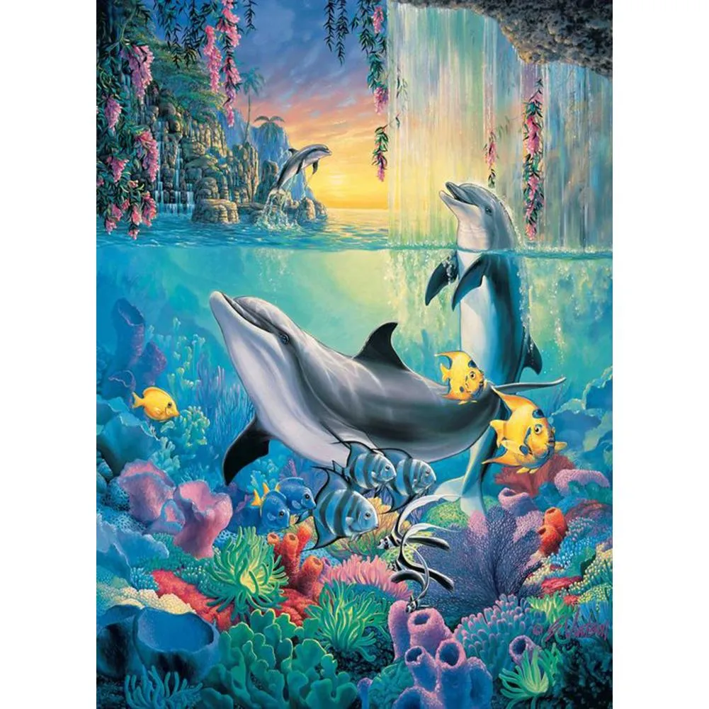 Dolphin  - Full Square Diamond - 50x40CM