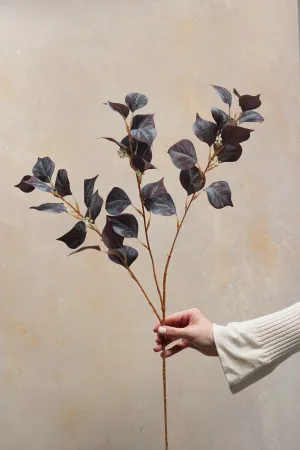 Faux Deep Burgundy Seeded Noah Leaf Stem