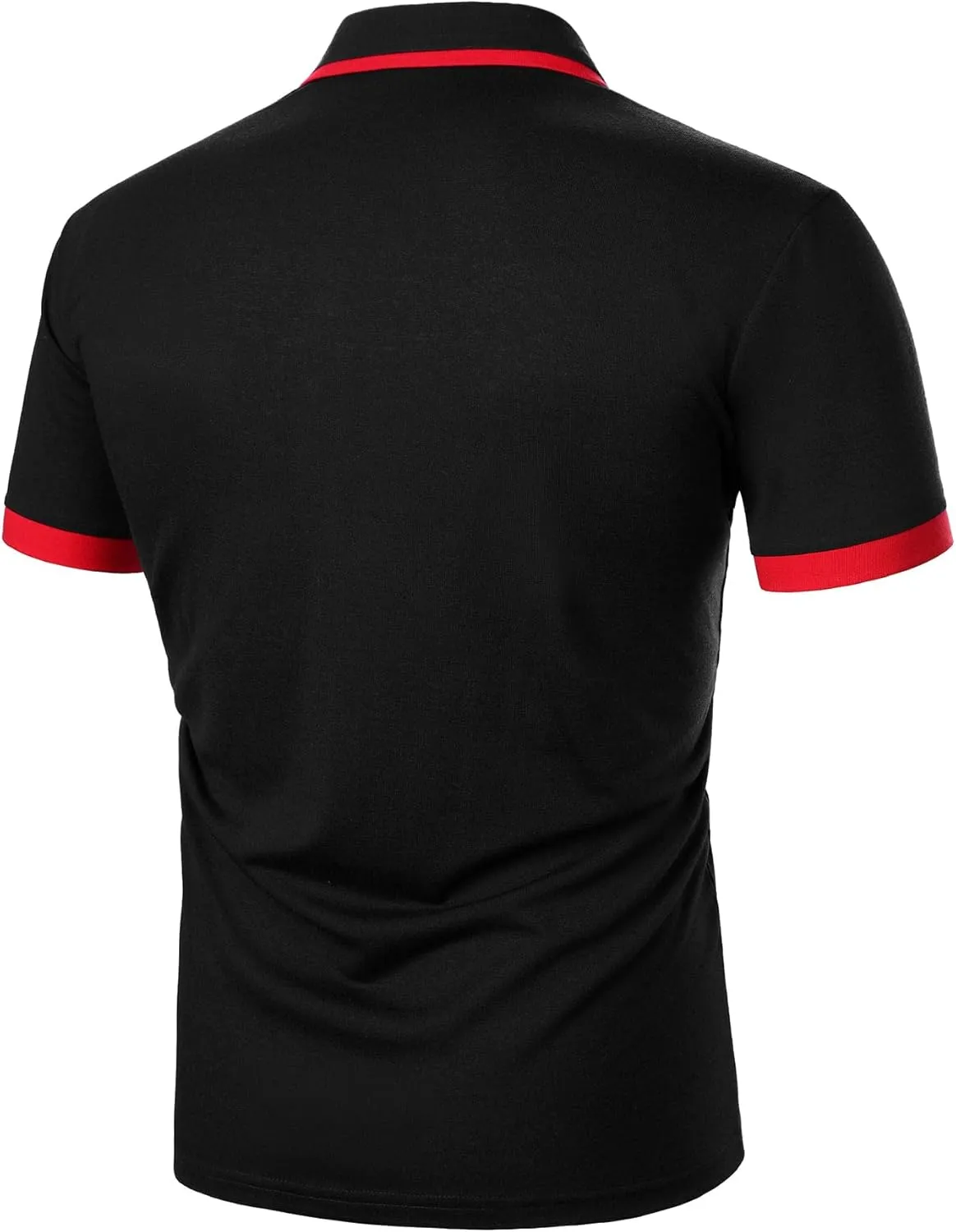 Floerns Men's Causal Short Sleeve Polo Shirts Contrast Collar Half Placket T-Shirts