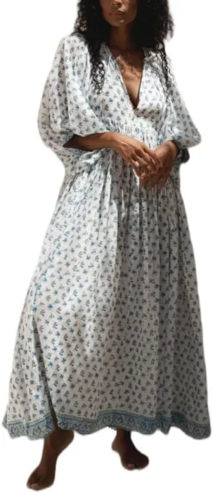 Floral Print Boho Puff Sleeve Maxi Dresses Flowy V Neck Sundresses for Women Ruffle Smocked Tiered Loose Long Dresses