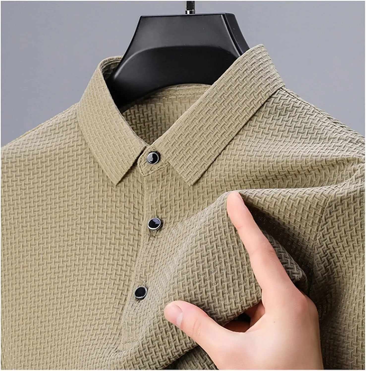Genterio Ice Silk Breathable Performance Polo Shirt, Mens Mesh Quick-Drying Shirt, Ultra-Thin Short Sleeve Solid Color Shirt