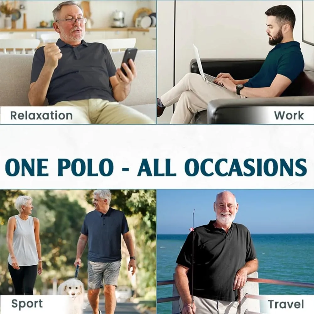 Genterio Ice Silk Breathable Performance Polo Shirt, Mens Mesh Quick-Drying Shirt, Ultra-Thin Short Sleeve Solid Color Shirt