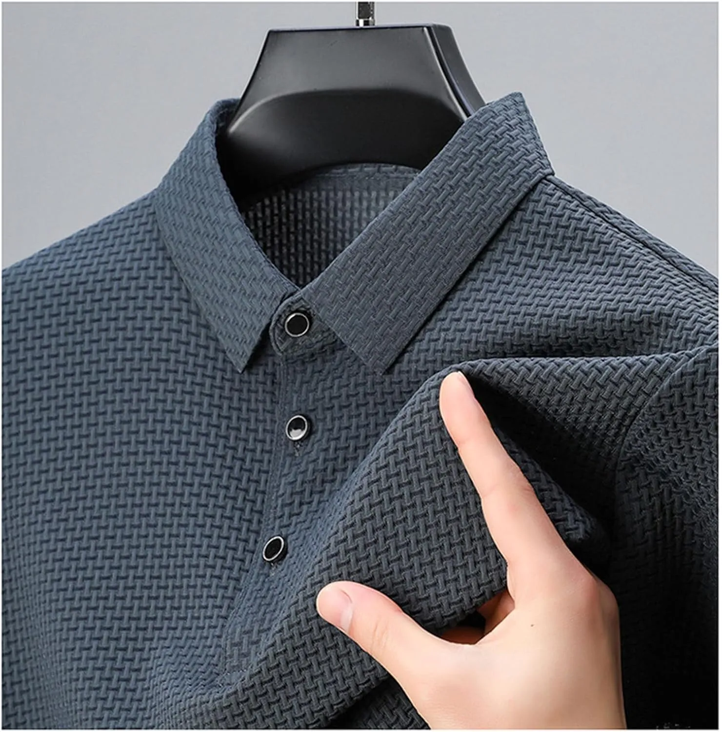 Genterio Ice Silk Breathable Performance Polo Shirt, Mens Mesh Quick-Drying Shirt, Ultra-Thin Short Sleeve Solid Color Shirt