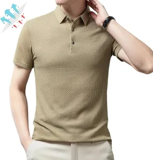 Genterio Ice Silk Breathable Performance Polo Shirt, Mens Mesh Quick-Drying Shirt, Ultra-Thin Short Sleeve Solid Color Shirt