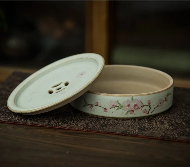 Gohobi Hand-painted Ceramic Floral Tea Tray