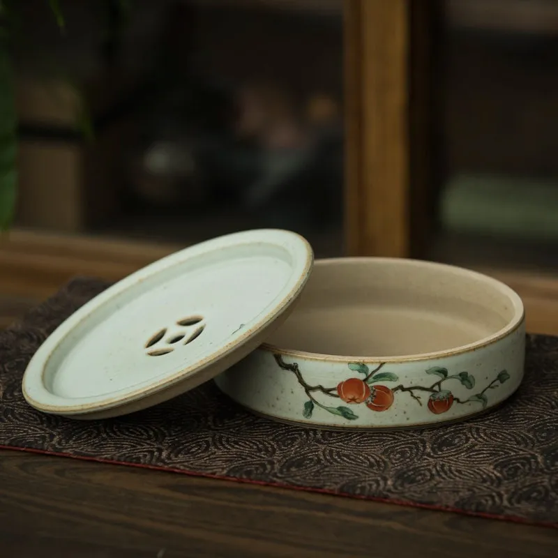 Gohobi Hand-painted Ceramic Floral Tea Tray