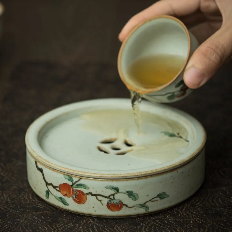 Gohobi Hand-painted Ceramic Floral Tea Tray