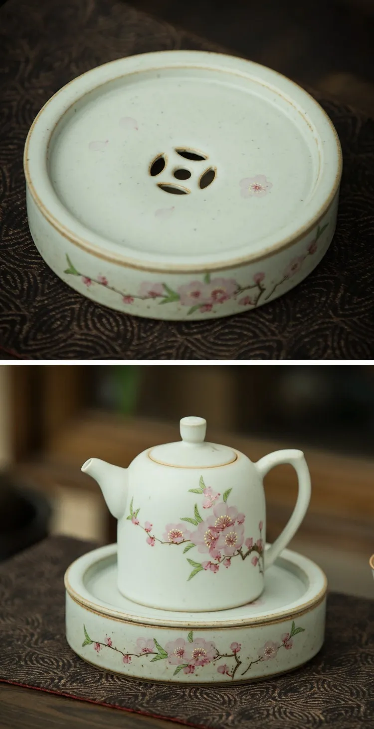 Gohobi Hand-painted Ceramic Floral Tea Tray
