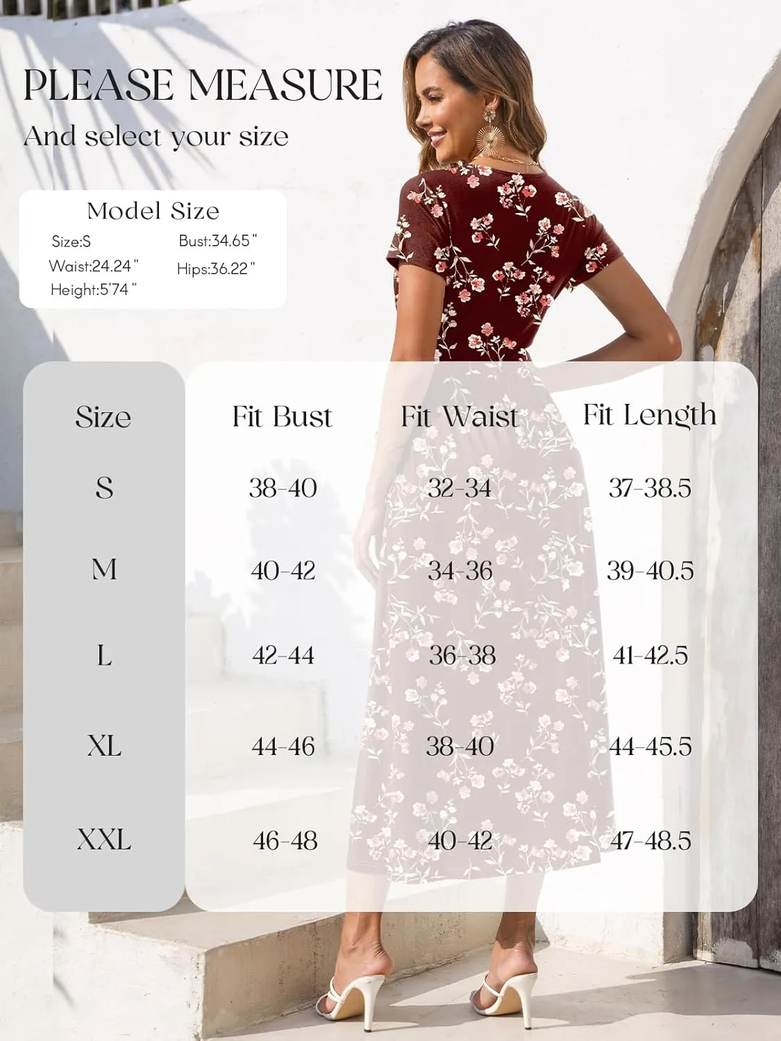 Gracyoga Women's Summer Dresses 2025 Short Sleeve Maxi Dress Casual V Neck Flowy Sundress with Pockets