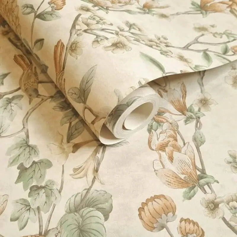 Holden Floral Bird Trail Cream Wallpaper - 13600