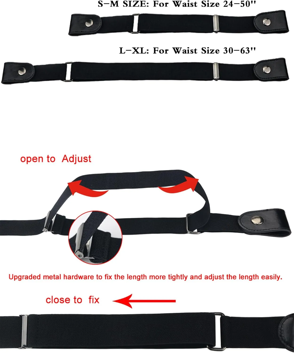 maikun No Buckle Women Men Stretch Belt, Invisible Elastic Belt for Jeans Pants Dresses