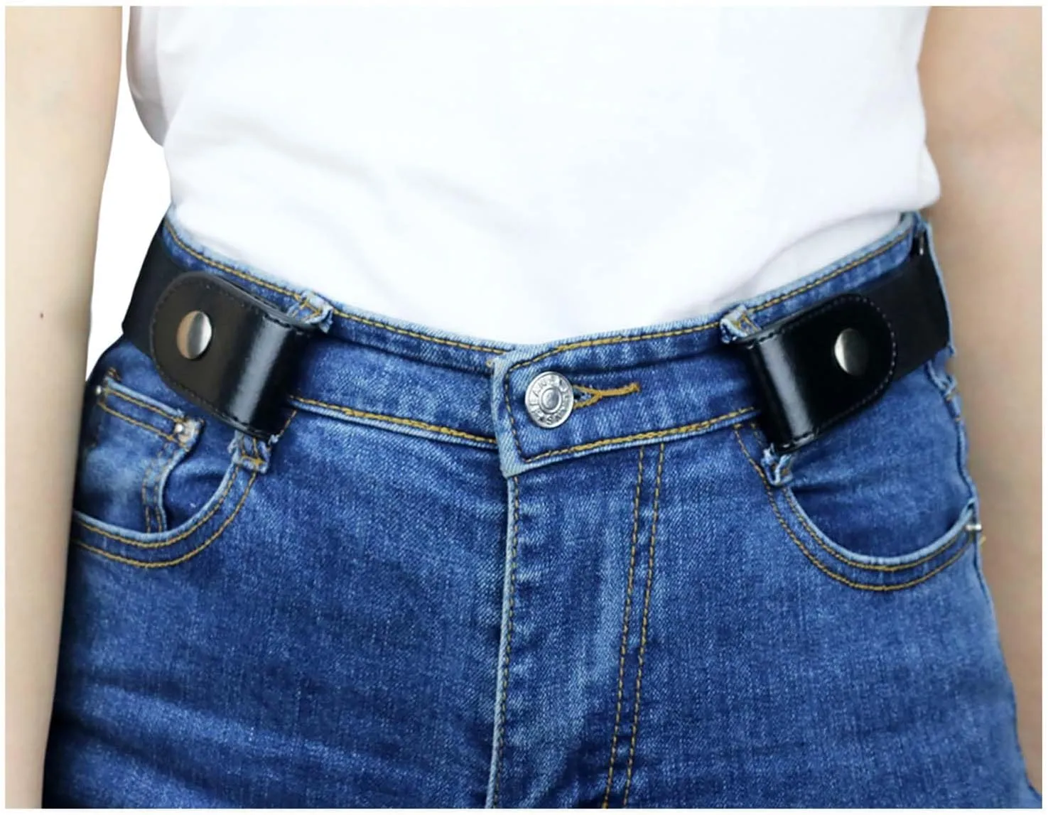 maikun No Buckle Women Men Stretch Belt, Invisible Elastic Belt for Jeans Pants Dresses