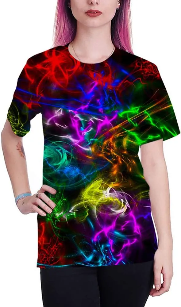 Neemanndy 3D Graphic Colorful T-Shirts Short Sleeve Crew Neck Print Tee for Men Women and Youngs