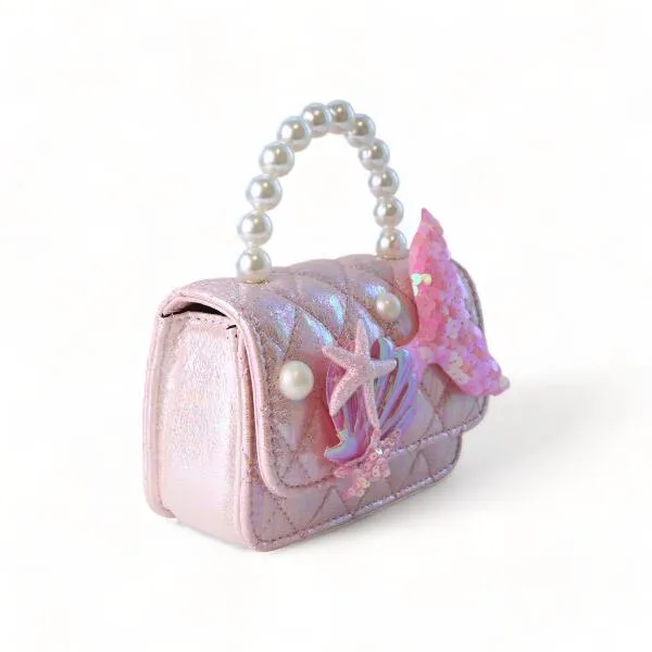 Pink Mermaid Shiny Quilted Purse