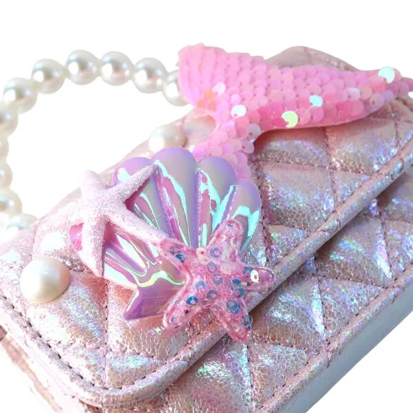 Pink Mermaid Shiny Quilted Purse