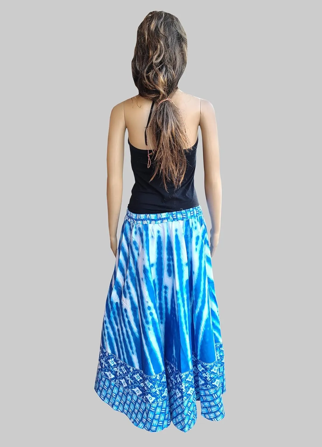 Rastogi Handicrafts Womens Bohemian Print Cotton Long Skirt Pareo Beach Wrap Cover up Elastic Waist One Size Waist 22"-39"