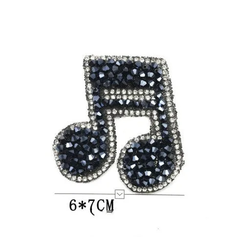 Rhinestone Iron on Patch - Crystal Patch - For Clothes Jacket Bag Hat - Crown Star Cat Music Note  Bling Sparkle DIY Embellishment Applique