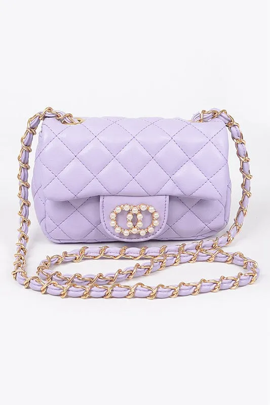 Ritzy Quilted Embellished Purse - Lavender
