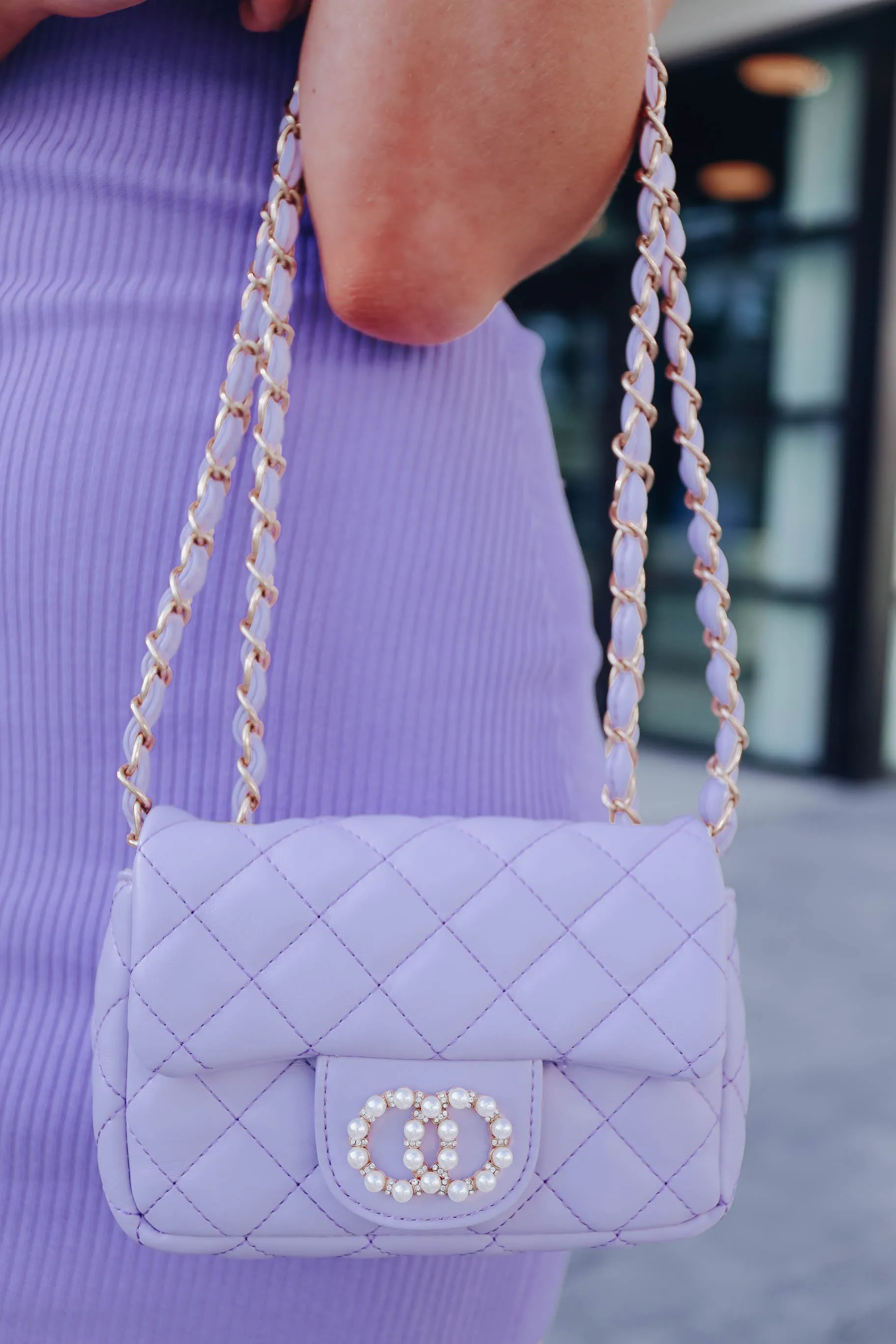 Ritzy Quilted Embellished Purse - Lavender