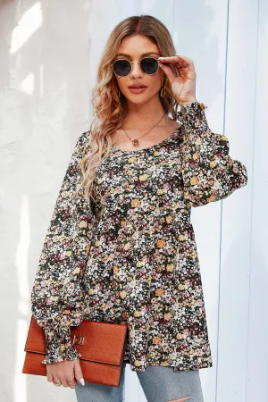 Samantha Ditsy Floral Balloon Sleeve Top