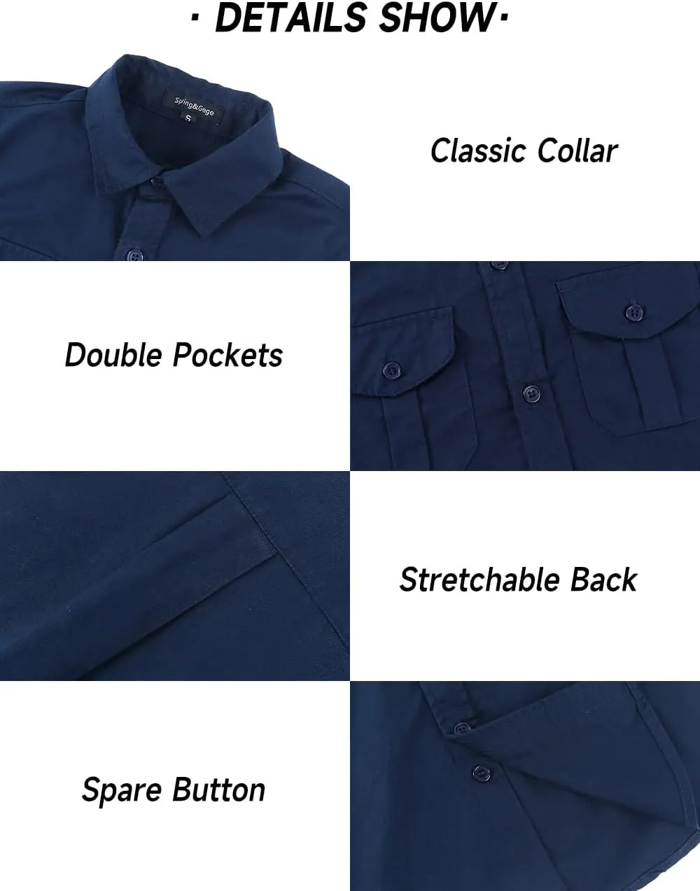 Spring&Gege Boys' Short Sleeve Button Down Shirts for Kids Woven Solid with Two Pockets