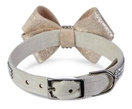 Susan Lanci Champagne Glitzerati Nouveau Bow 3 Row Giltmore Collar