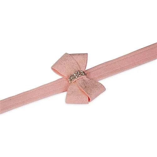 Susan Lanci Puppy Pink Glitzerati Nouveau Bow Collar