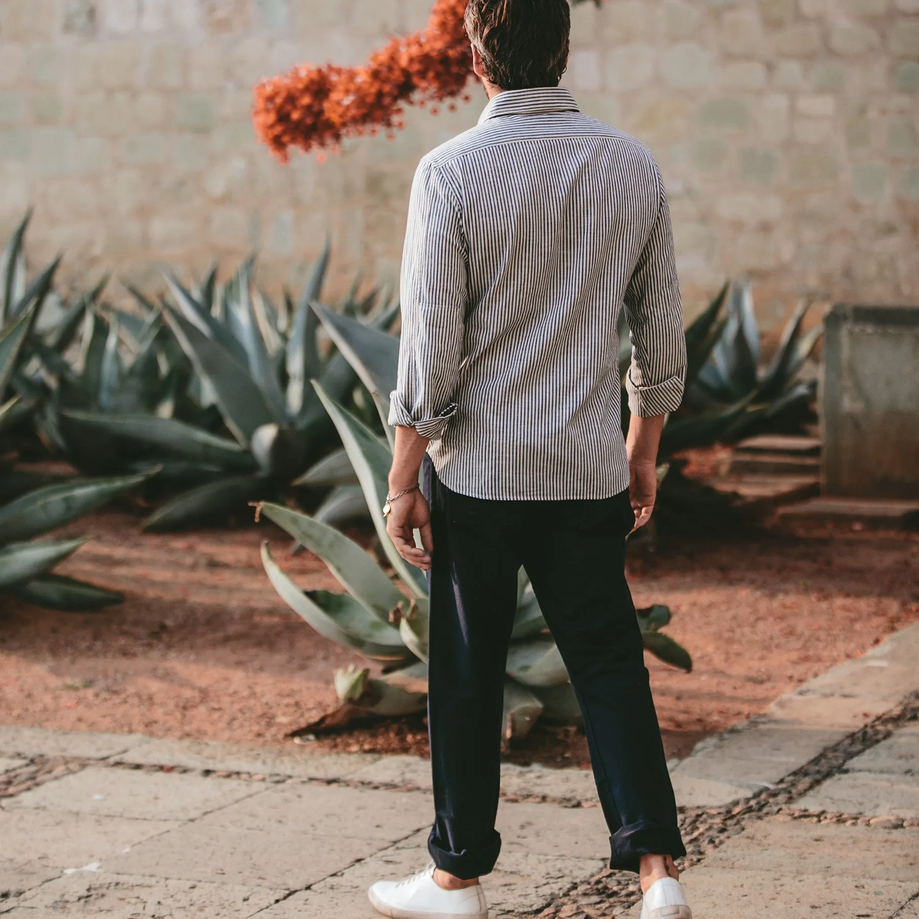 The Chore Shirt in Natural Striped Chambray
