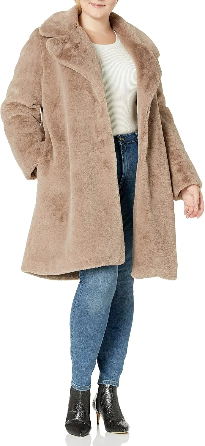 The Drop Women's Kiara Loose-Fit Long Faux Fur Coat