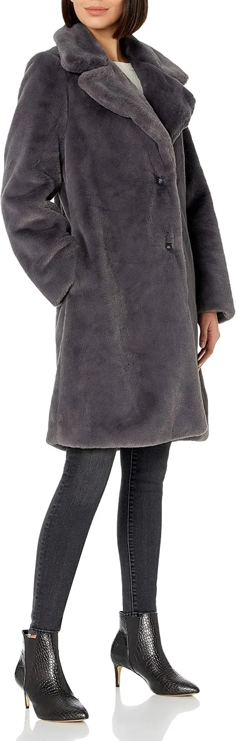 The Drop Women's Kiara Loose-Fit Long Faux Fur Coat